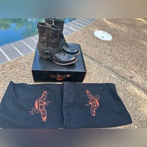 AMAZING FREEBIRD MOTORCYCLE STUDDED LEATHER BOOTS with O RING